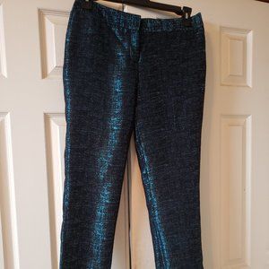 Women's teal and black metallic print pant size 6R